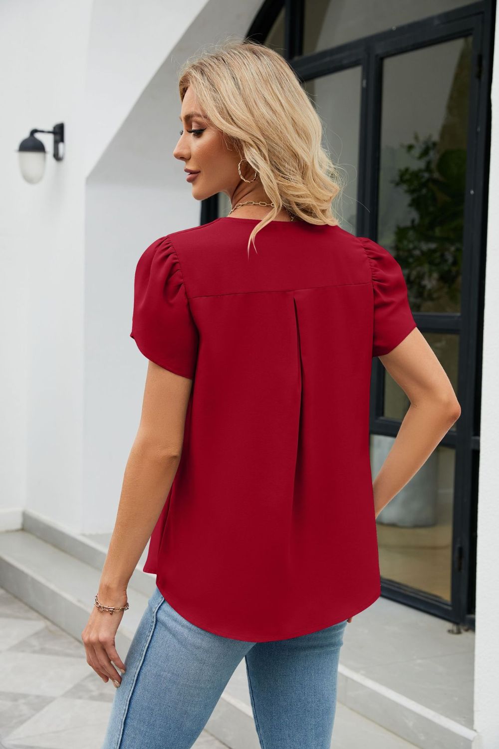 Petal Sleeve V-Neck Top