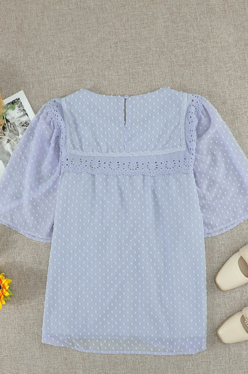 Flutter Sheer Sleeves Babydoll Top